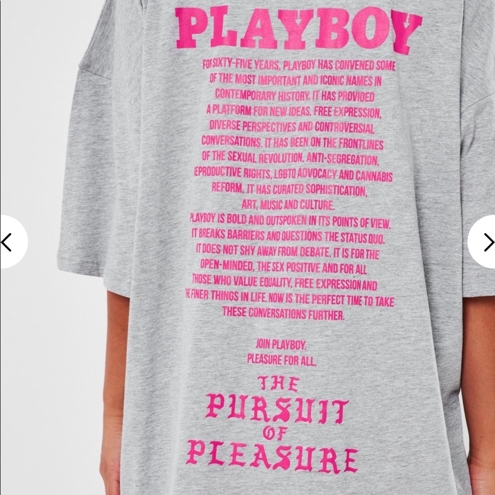 Playboy Grey Graphic T-Shirt Dress - Picture 3 of 5